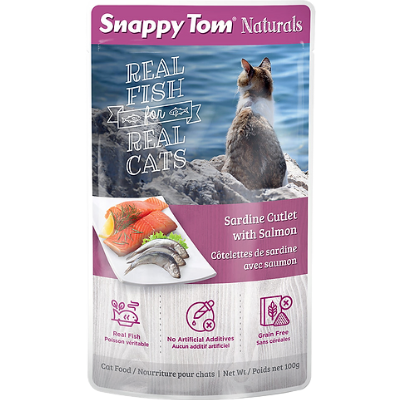 Snappy Tom Naturals Sardine with Salmon Wet Cat Food Pouches