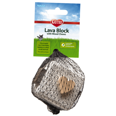 Kaytee Lava Block with Wood Chews Natural Chew Toy for Small Animals