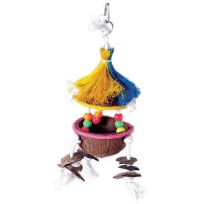 Prevue Hendryx Tropical Teasers Tiki Hut Bird Cage Toy
