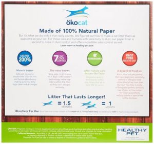 Read Okocat Natural Paper Dust Free Cat Litter back panel