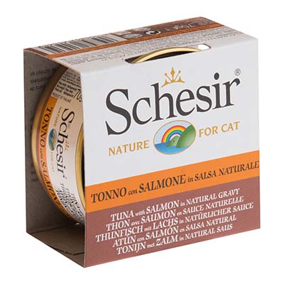 Schesir Tuna and Salmon in Natural Gravy Canned Cat Food