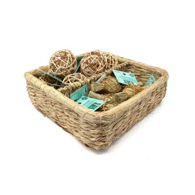buy Oxbow-Enriched-Life-Deluxe-Hay-Wrap-and-Rattan-Ball-Basket-For-Small-Animals