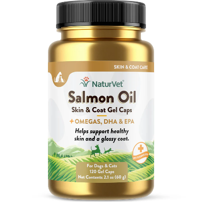 NaturVet Salmon Oil Skin Coat Gel Caps for Cats and Dogs Canadian Pet Connection
