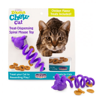 Zooma Chew Treat Dispensing Spiral Mouse Cat Toy Canadian Pet
