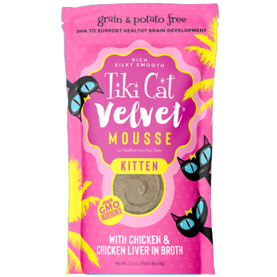 Tiki Cat Velvet Mousse Chicken with Chicken Liver in Broth Wet Kitten Food
