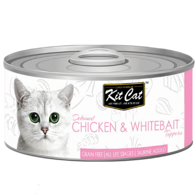 Kit Cat Deboned Chicken and Whitebait Grain Free Canned Cat Food Topper