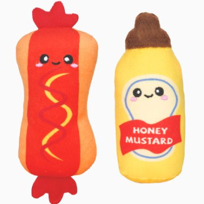 HugSmart Meow Buddies Kitten Party Hot Dog & Mustard Catnip Toys