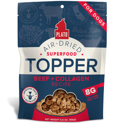 Plato Pet Treats Beef and Collagen Air Dried Dog Food Topper
