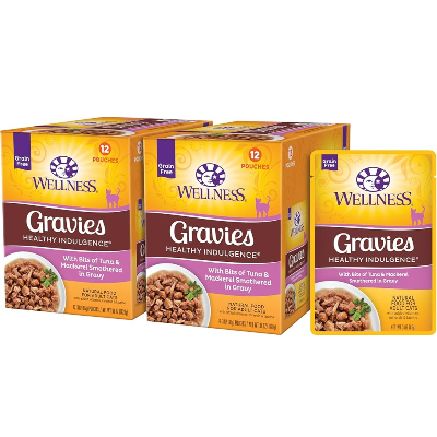 Wellness Healthy Indulgence Gravies Tuna and Mackerel Cat Food Pouches