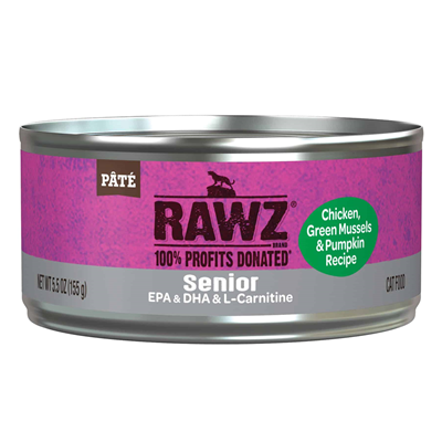 Rawz Senior Chicken Green Mussels, and Pumpkin Canned Cat Food