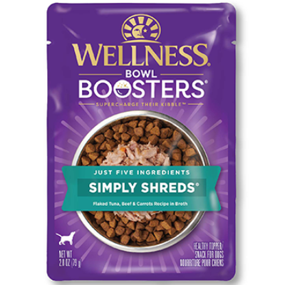 Wellness Bowl Boosters Simply Shreds Tuna, Beef, and Carrots Wet Dog Food Topper