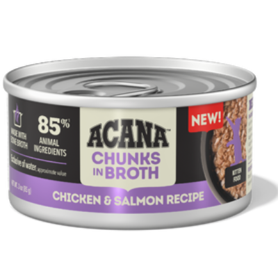 Acana Chicken and Salmon Chunks in Broth Grain Free Canned Kitten Food
