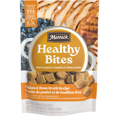 Merrick Healthy Bites Chicken and Bone Broth Soft and Chewy Dog Treats