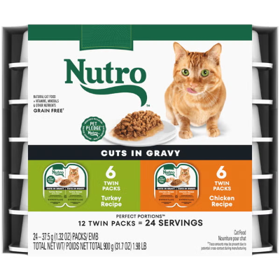 Nutro Perfect Portions Chicken and Turkey Cuts Variety Pack Grain Free Wet Cat Food