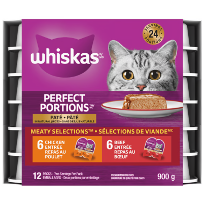 Whiskas Perfect Portions Beef and Chicken Pate Variety Pack Wet Cat Food