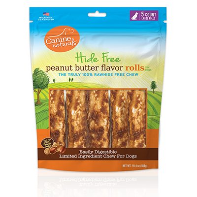 Canine Naturals Hide-Free Natural Peanut Butter Rolls Dog Chews